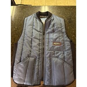 Vintage RefrigiWear Vest Mens Navy Quilted Insulated Workwear Full Zip Sz Med